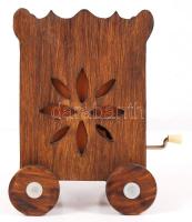 Kerekes zenegép, fa, mechanikus , működik, m:16 cm