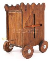 Kerekes zenegép, fa, mechanikus , működik, m:16 cm