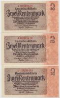 Német 3. Birodalom 1937. 2RM (3x) egymás utáni sorszámmal T:I,I- German Third Reich 1937. 2 Rentenmark (3x) sequential serials C:UNC,AU