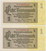 Német 3. Birodalom 1937. 1RM (2x) egymás utáni sorszámmal T:I German Third Reich 1937. 1 Rentenmark (2x) sequential serials C:UNC