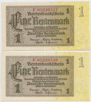 Német 3. Birodalom 1937. 1RM (2x) egymás utáni sorszámmal T:I German Third Reich 1937. 1 Rentenmark (2x) sequential serials C:UNC