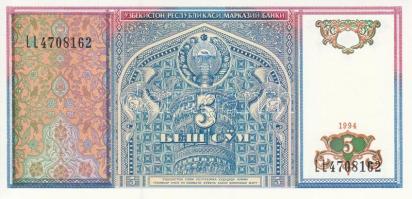 Üzbegisztán 1992. 1S + 1994. 5S + 1999. 500S T:I,III
Uzbekistan 1992. 1 Sum + 1994. 5 Sum + 1999. 50...