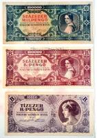 48db magyar bankjegy a korona korszaktól 1946-ig  albumban T:vegyes