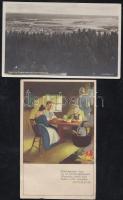 2 db régi képeslap / 2 postcards: Oslo Frognerseteren Hovedrestaurant, Kanteletar Finnish folk card