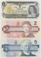 Kanada 1973. 1$ T:II + 1986. 2$ + 5$ T:III Canada 1973. 1 Dollar C:XF + 1986. 2 Dollars + 5 Dollars C:F