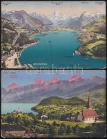 2 db régi képeslap: Svájci Alpok / 2 postcards: Swiss Alps
