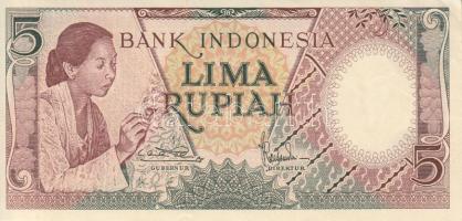 Indonézia 1956. 1R (2x) + 2 1/2R + 1947. 5R + 1958. 5R T:I-II- Indonesia 1956. 1 Rupiah (2x) + 2 1/2 Rupiah + 1947. 5 Rupiah + 1958. 5 Rupiah C:UNC-VF