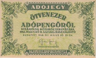 1946. 50.000AP (5x) vízjeles papír T:I,I-