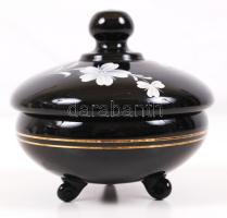 Kézzel festett bonbonier, hibátlan, m:10 cm, d:13 cm