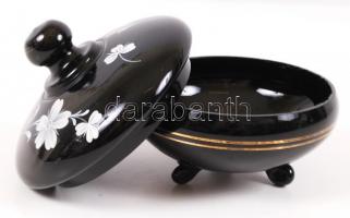 Kézzel festett bonbonier, hibátlan, m:10 cm, d:13 cm