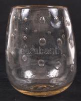 Buborékos üvegváza, hibátlan, m:13 cm, d:7 cm