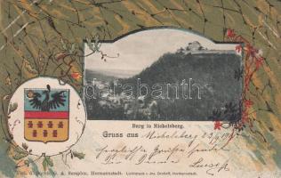 Kisdisznód, Michelsberg; castle, coat of arms litho