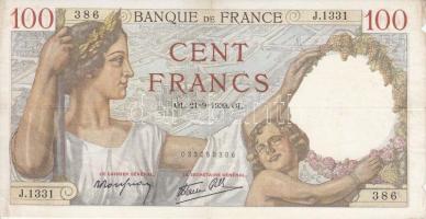Franciaország 1939. 100Fr T:III France 1939. 100 Francs C:F