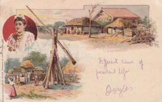 Romanian peasant folklore, litho (EK)