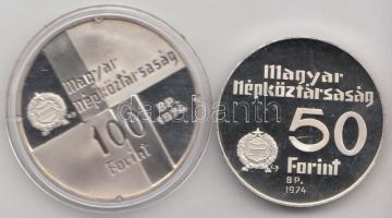 1974. 50Ft Ag + 100Ft Ag "50 éves az MNB" T:PP