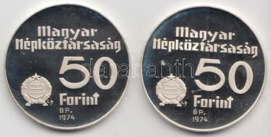 1974. 50Ft Ag + 50Ft Ag "50 éves az MNB" T:PP