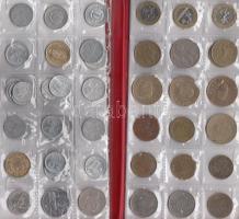 Kis hobbi gyűjtemény műbőr borítású albumba rendezve, magyar és külföldi pénzérmékkel T:vegyes