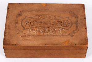 Régi Kugler Henrik Gerbeaud fa dobozka /  Vintage Gerbeaud wooden box, 15x23x7 cm