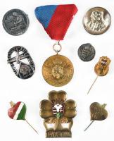 Vegyes militária és falerisztika tétel 8db kitüntetéssel és jelvénnyel, közte 1939. "I. PAX-TING" Magyar Cserkészlány Szövetség zománcozott jelvénye a magyarországi világtalálkozó alkalmára (47x37mm) + Berán Lajos (1882-1993) 1939. "Nemzetközi Ipari és Mezőgazdasági Kongresszus emlékérme" ezüstözött Br emlékérem kitűzőként + 1929. "Magyar Háborús Emlékérem" gomblyukjelvénye szign.: Boczan Károly, Budapest T:2,2-