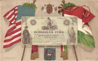 Kossuth bankó / One dollars, flag, coat of arms, Emb. litho