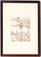 Pacsika Rudolf (1961-): Panoráma. Rézkarc, papír, jelzett, keretben, 51×37 cm