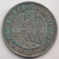 Chile 1891. 20c Ag (4.08g) T:3
Chile 1891. 20 centavos Ag (4.08g) C:F