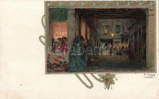 Venice, Venzia, Art Nouveau, litho, s: R. Jafuri