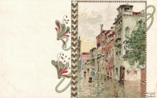 Venice, Venzia, Art Nouveau, litho, s: R. Jafuri (small tear)