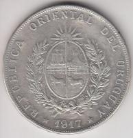 Uruguay 1917. 1P Ag (24.87g) T:2- Uruguay 1917. 1 Peso Ag (24.87g) C:VF