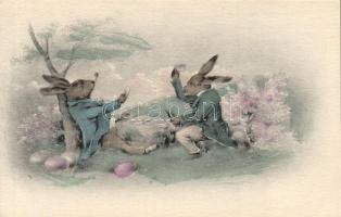 Rabbits playing cards