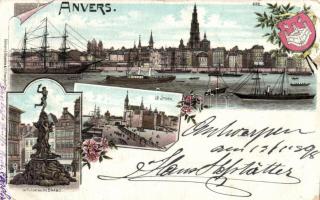1898 Antwerp, Brabo Fountain, Het Steen, litho (b)