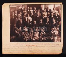 cca 1930 Csoportkép Gerlóczy Károly (1835-1900), Budapest  első alpolgármesterének családjáról, a képen többek között látható fia, Dr. Gerlóczy Zsigmond orvos, a fertőző betegségek kutatója, kartonra kasírozva, feliratozva, 23x27cm