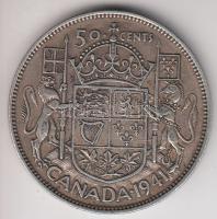 Kanada 1941. 50c Ag "VI. György" (11.62g) T:2- Canada 1941. 50 cents Ag "George VI" (11.62g) C:VF