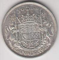 Kanada 1942. 50c Ag "VI. György" (11.60g) T:2,2- Canada 1942. 50 cents Ag "George VI" (11.60g) C:XF,VF
