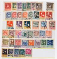 575 db régi okmánybélyeg érdekességekkel, 12 db berakólapon