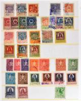 575 db régi okmánybélyeg érdekességekkel, 12 db berakólapon