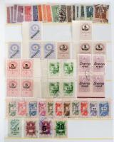 575 db régi okmánybélyeg érdekességekkel, 12 db berakólapon