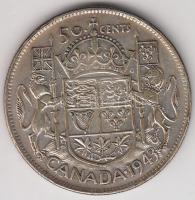 Kanada 1943. 50c Ag "VI. György" (11.52g) T:2- Canada 1943. 50 cents Ag "George VI" (11.52g) C:VF