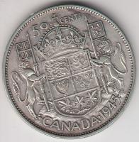 Kanada 1945. 50c Ag "VI. György" (11.57g) T:2- Canada 1945. 50 cents Ag "George VI" (11.57g) C:VF