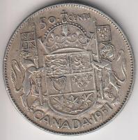 Kanada 1951. 50c Ag "VI. György" (11.64g) T:2- Canada 1951. 50 cents Ag "George VI" (11.64g) C:VF