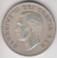 Kanada 1952. 50c Ag "VI. György" (11.57g) T:2-
Canada 1952. 50 cents Ag "George VI&qu...