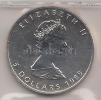 Kanada 1989. 5$ Ag "II. Erzsébet / Juharlevél" (1oz/0.999) laminált fóliában T:BU
Canada 1...