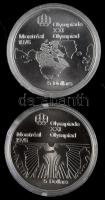 Kanada 1973. 5$ Ag "Montreali olimpia - Észak-Amerika térképe" + 1976. 5$ Ag "Olimpia...