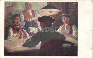 Gyetva, Hungarian men playing card, folklore