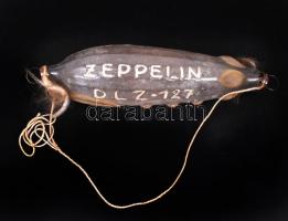 Cca 1930 Zeppelin üveg karácsonyfa dísz, h:10 cm