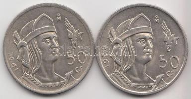 Mexikó 1950. 50c Ag + 1951. 50c Ag T:2 Mexico 1950. 50 centavos Ag + 1951. 50 centavos C:XF