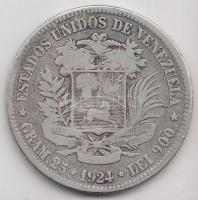 Venezuela 1924. 5B Ag (24.57g) T:3 Venezuela 1924. 5 Bolivar Ag (24.57g) C:F