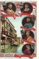 Doges of Venice from 1554 to 1577; Francesco Venier, Lorenzo Priuli, Girolamo Priuli, Pietro Loredan, Alvise Mocenigo, litho