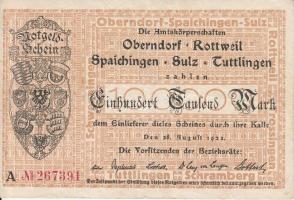 Német Birodalom / Weimari Köztársaság / Oberndorf, Rottweil, Spaichingen, Sulz, Tuttlingen 1923. 100...