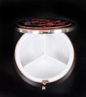 Egyedi készítésű, rekeszzománccal díszített, fém szelence / 
Individually designed metal pillbox wit...